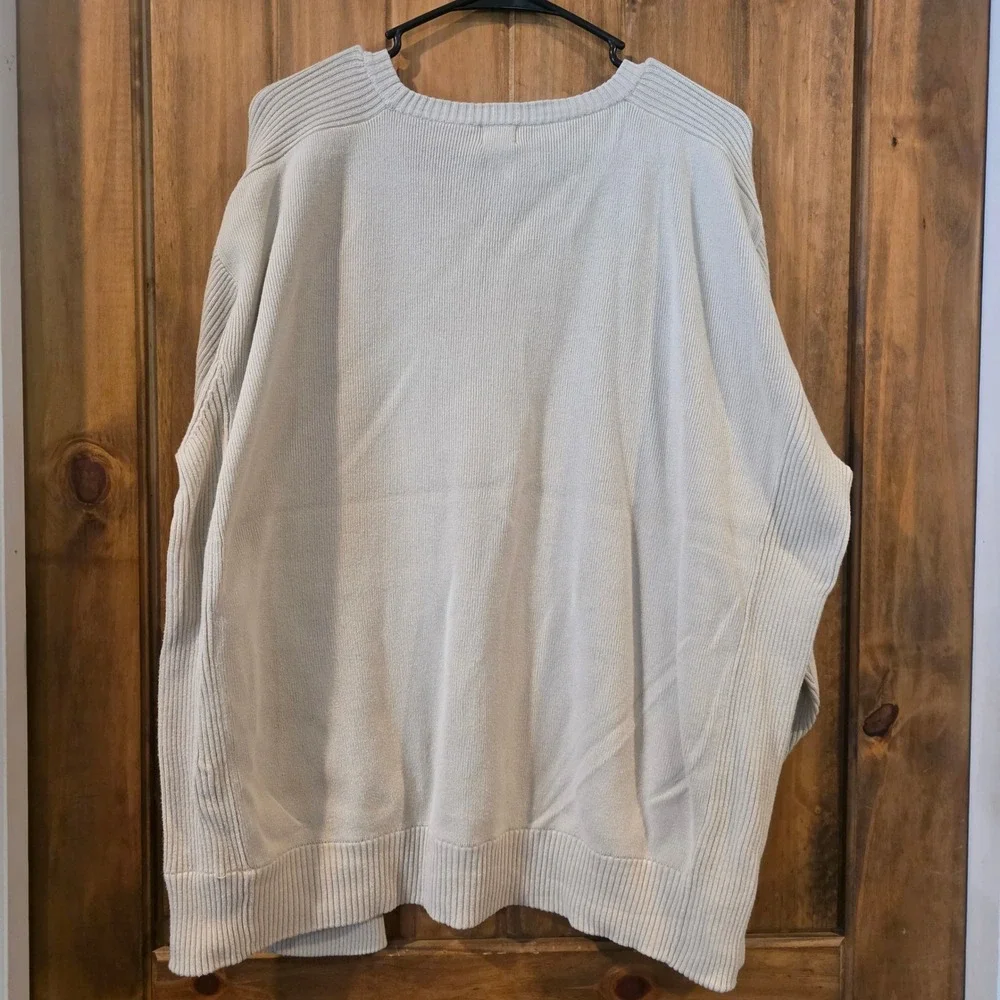 Levi's Sweater Mens Large Cream Good Cotton Ribbed Crewneck Long‎ Sleeve